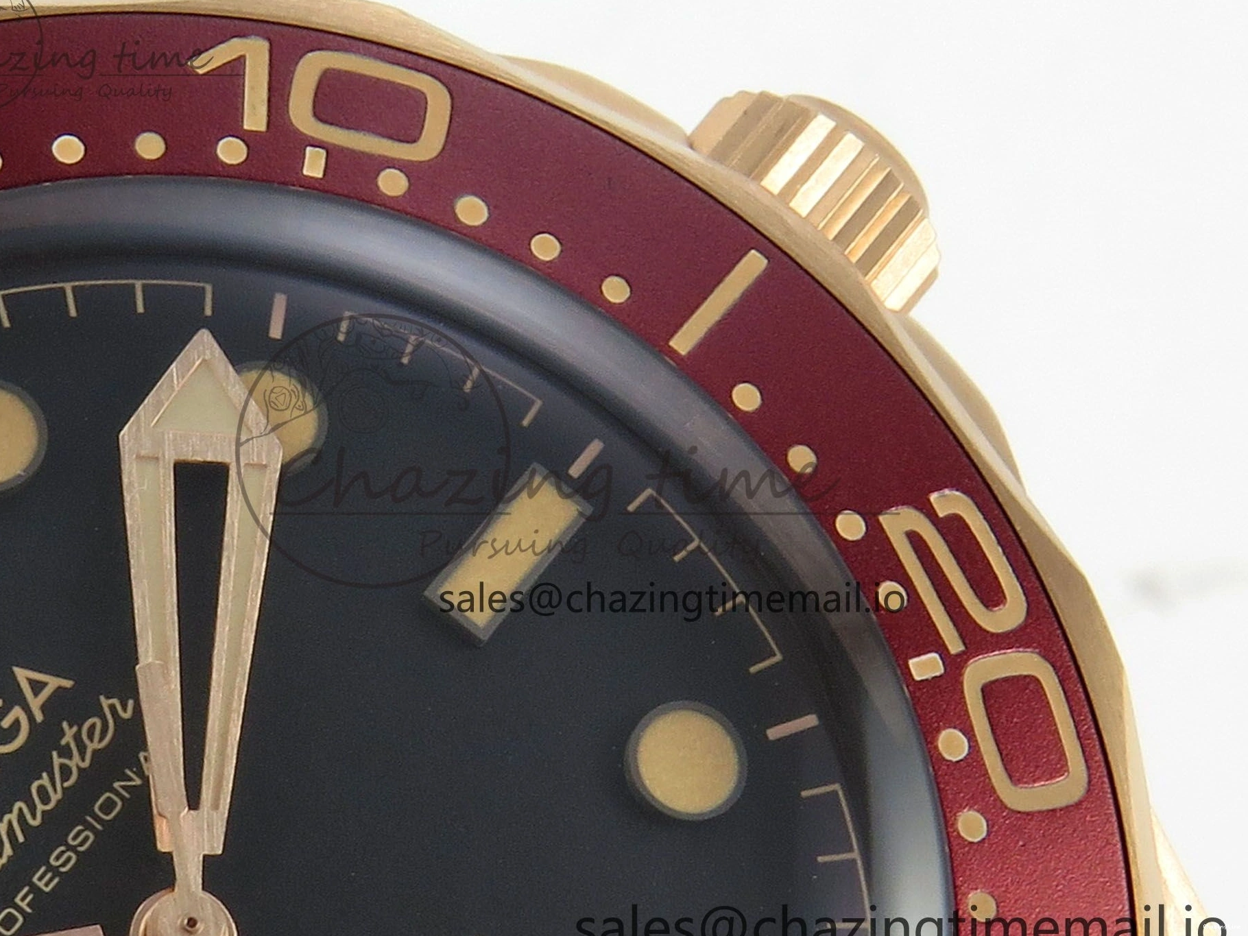 0226 Stylish Seamaster 300M Diver Rose Gold VSF 1:1 Best Edition Black Dial on Mesh Bracelet A 7662